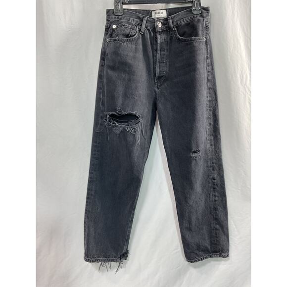 Agolde '90s' Black Crop Denim Jean Size 26 - Picture 2 of 5